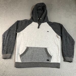 Quiksilver Hoodie Mens Medium Gray Pullover Sweater Surf Skate Sportswear‎ Logo